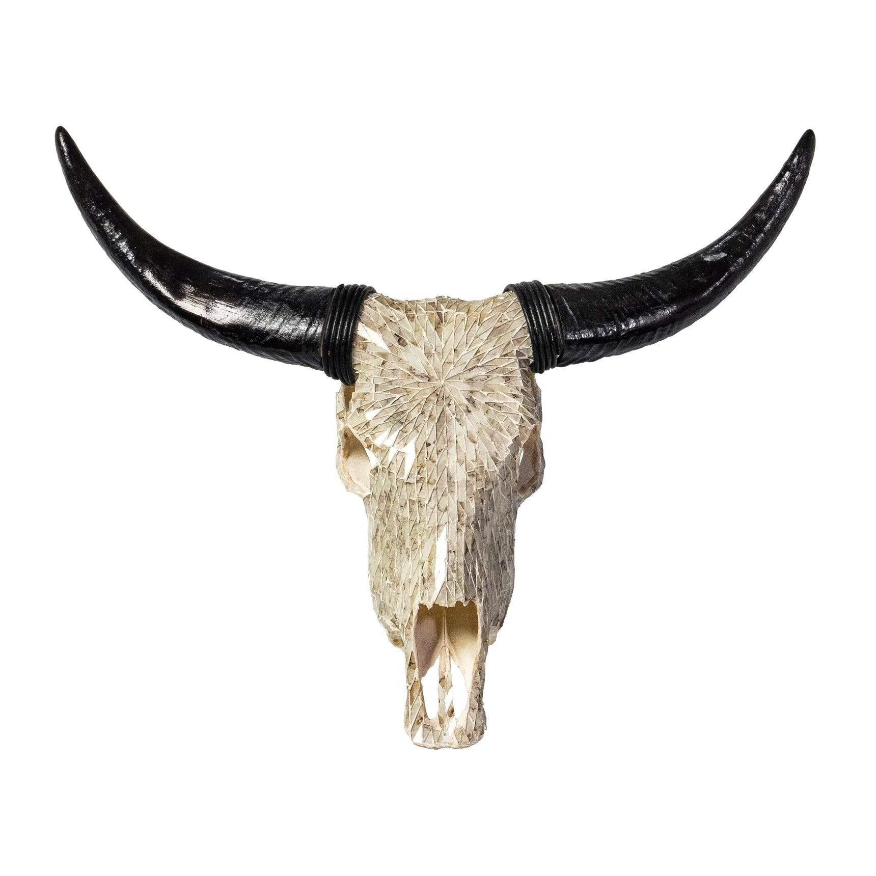 Beige Glass Mosaic Steer Skull - Your Western Decor