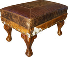 Belmont leather and cowhide rectangle ottoman - Your Western Decor