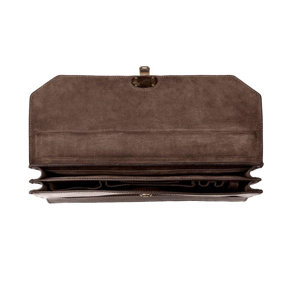 Benjamin Walnut Leather Executive Briefcase open - Your Western Decor