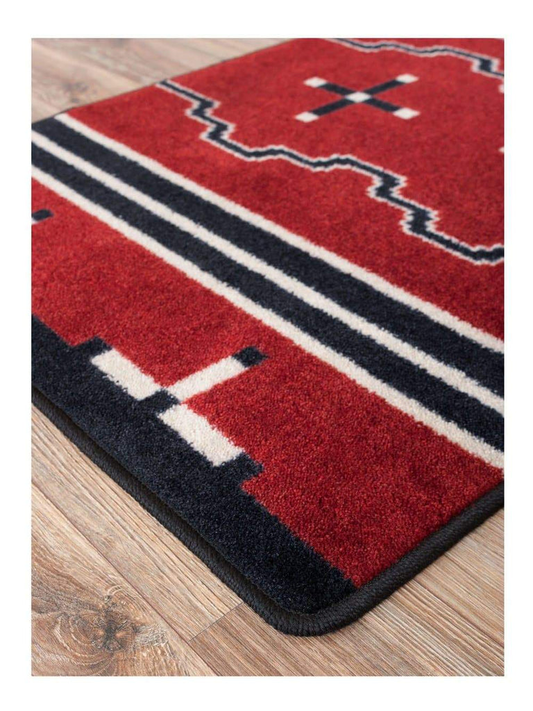 Big Chief Red Area Rug Corner Detail - Made in the USA - Your Western Decor, LLC
