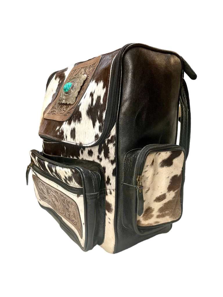 Black Leather & Concho Cowhide Backpack - Your Western Decor