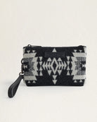 Rock Point Small Zip Wallet - Pendleton Wool - Top zipper - detachable wrist strap - Black & White - Your Western Decor