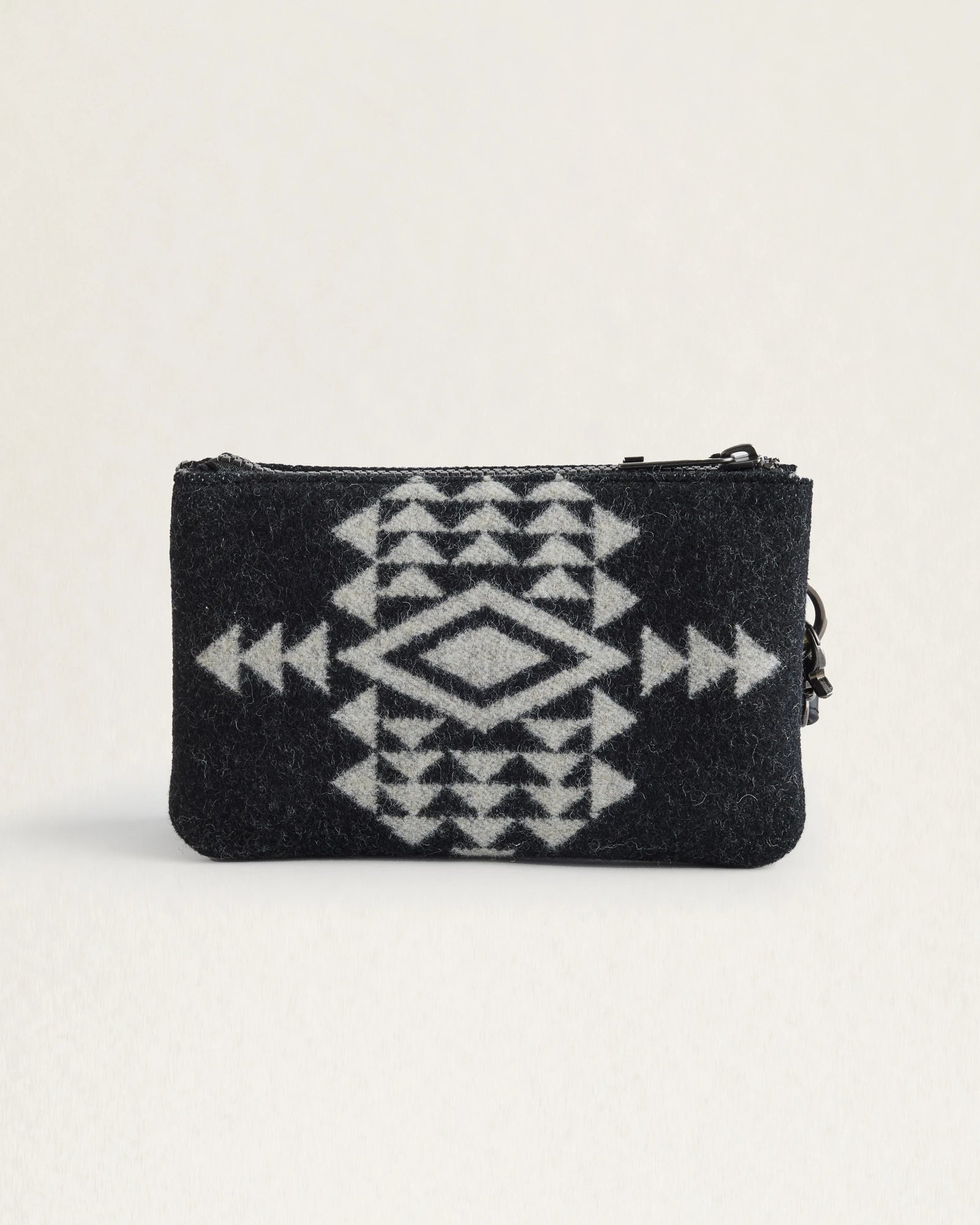 Rock Point Small Zip Wallet - Pendleton Wool - Top zipper - detachable wrist strap - Black & White - Your Western Decor