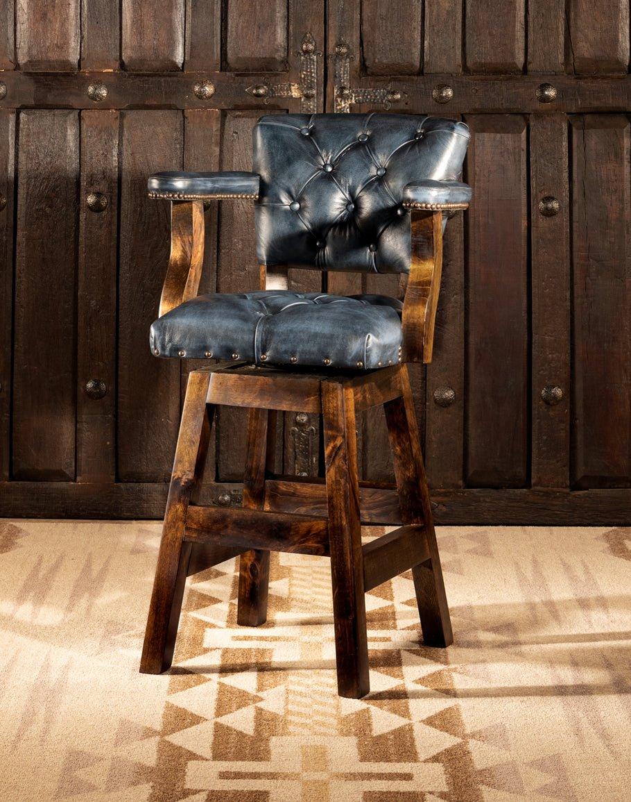 Blue Dust Leather Western Barstool - Your Western Decor