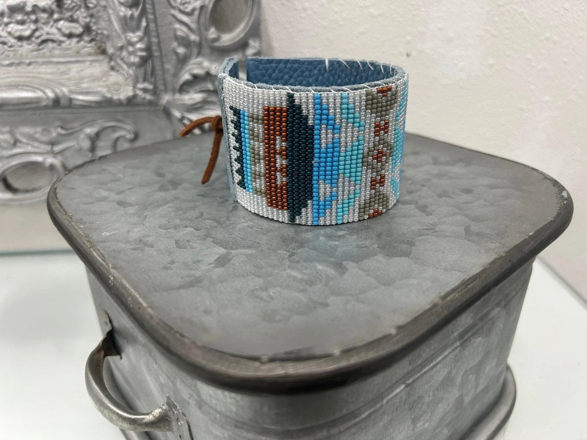 Blue Pendleton Blanket Beaded Bracelet | Your Western Decor