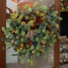 Pre-lit Blue Spruce wreath with pinecones - Your Western Decor