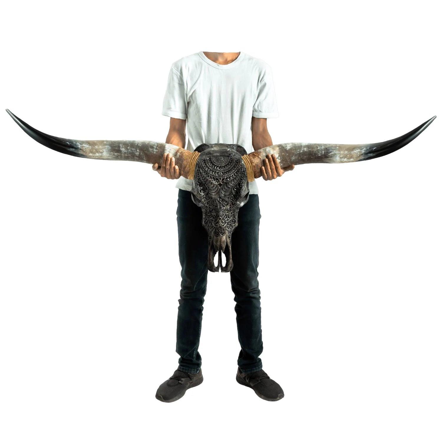 Boho Carved Longhorn Skull - Your Western Decor