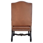 Brown leather chair with wooden legs on a white background