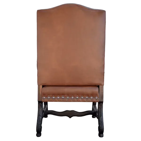 Brown leather chair with wooden legs on a white background