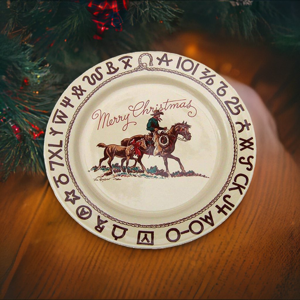 Cowboy, horses and brands Christmas plate made in the USA - Your Western Decor