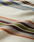 Bridger Stripe Wool Throw Blanket - Ivory - Blue, Brown, Green & Yellow Striped on Ivory - Your Western Decor