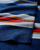 Bridger Stripe Wool Throw Navy - 100% Wool - Red, Orange & White Stripes on Navy - Pendleton Woolen Mills - Your Western Decor