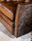 American made Brindle Cowhide & Tufted Leather Swivel Glider - Your Western Decor