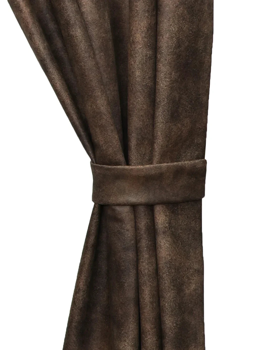 Sun Valley Mojave Tie Back. Brown faux leather curtain tie back. Your Western Decor