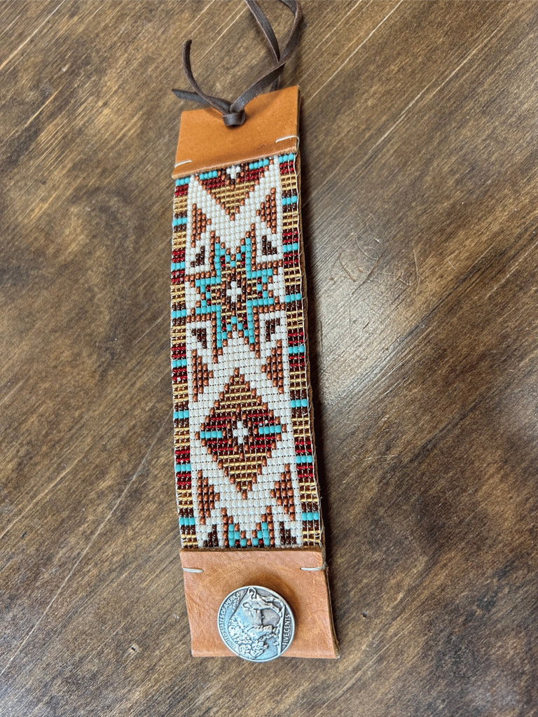 Brown & Turquoise Native Quilt Beaded Bracelet - Your Western Decor