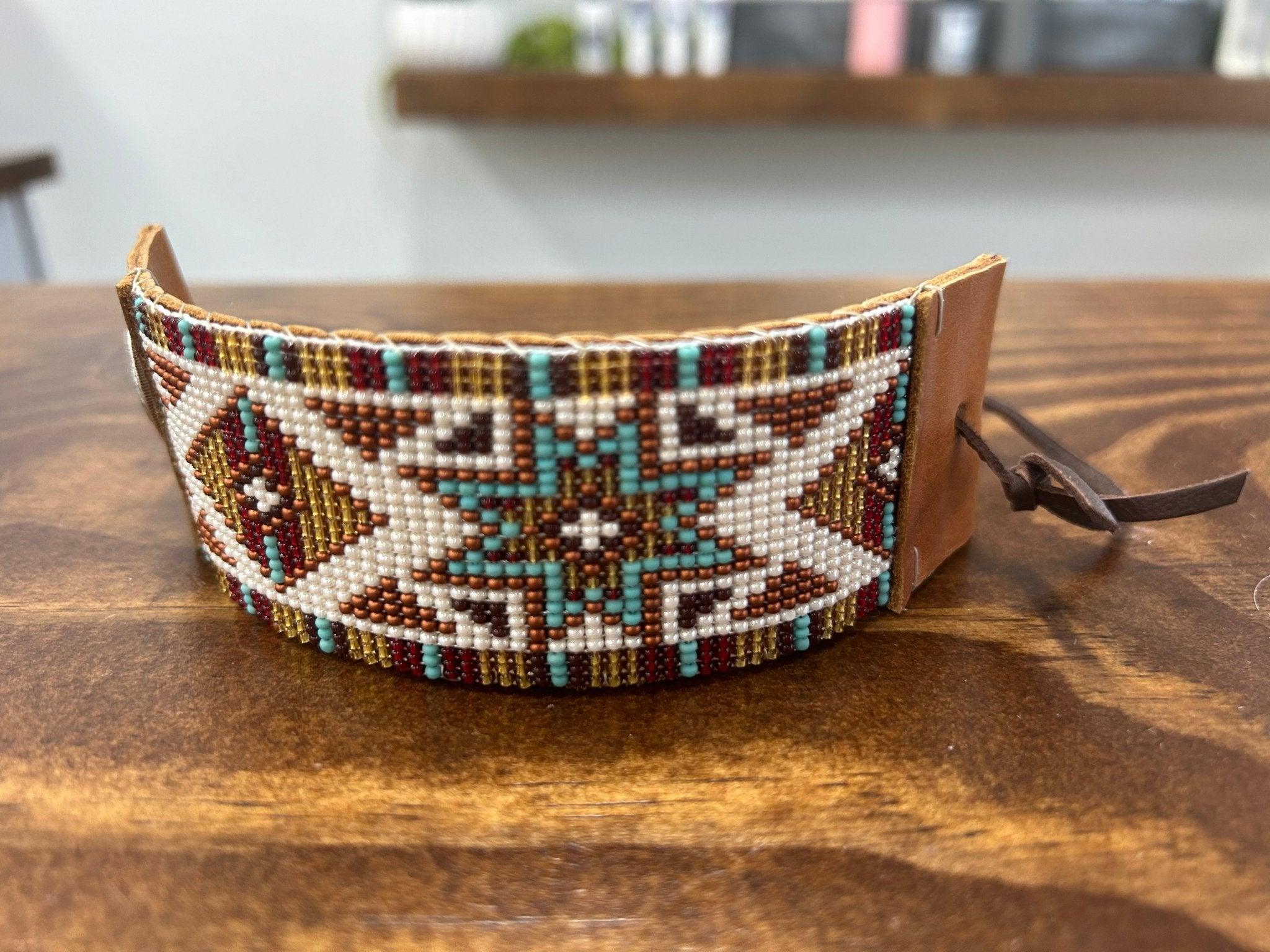 Brown & Turquoise Native Quilt Beaded Bracelet - Your Western Decor