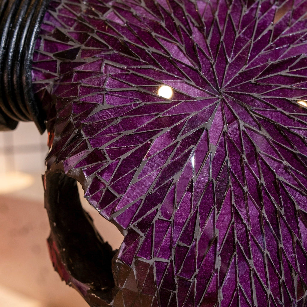 Purple Glass Mosaic Buffalo Skull - Your Western Decor