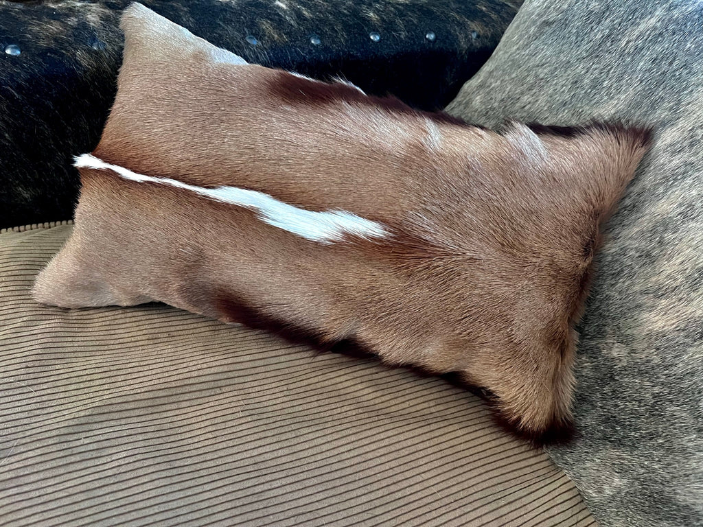 Handmade Springbok deer hide throw pillow - Your Western Decor
