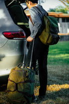 Waxed canvas and leather roll-on duffle bag made in the USA - Your Western Decor