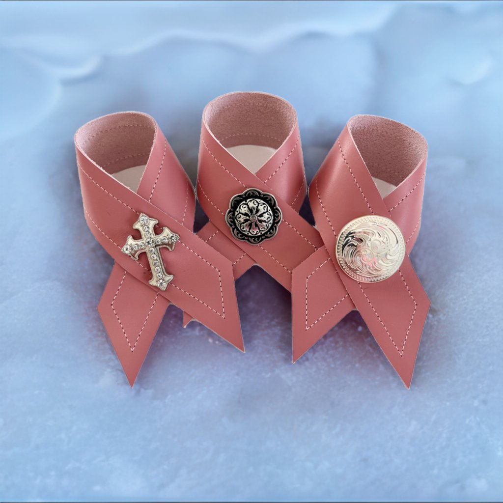 Cancer awareness leather napkin rings by Your Western Decor