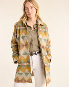 Cape Creek Women's Wool Coat - Tan, Yellow, Teal & Burnt Orange - 5 Buttons - Pockets - Wool - Your Western Decor