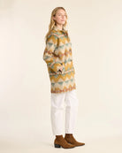 Cape Creek Women's Wool Coat - Tan, Yellow, Teal & Burnt Orange - 5 Buttons - Pockets - Wool - Your Western Decor