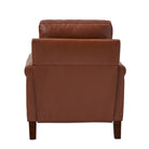 Back view of Carson Brown leather chair showing smooth genuine leather upholstery and structured silhouette