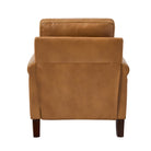 Back view of Carson Camel leather chair showing smooth genuine leather upholstery and structured silhouette