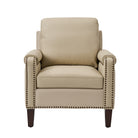 Front view of Carson Ivory leather accent chair with nailhead trim, plush seat cushion, and warm camel tone