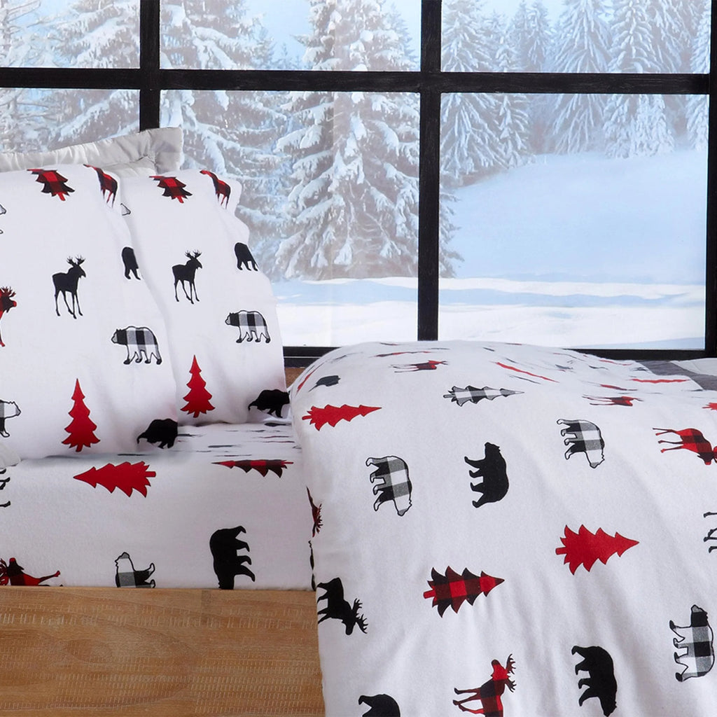 Checkered Moose Cotton Sheets - Your Western Decor