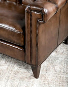 American made Chesterfield Sofa in Burnished Brown Leather - Your Western Decor