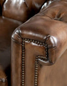 American made Chesterfield Sofa in Burnished Brown Leather - Your Western Decor