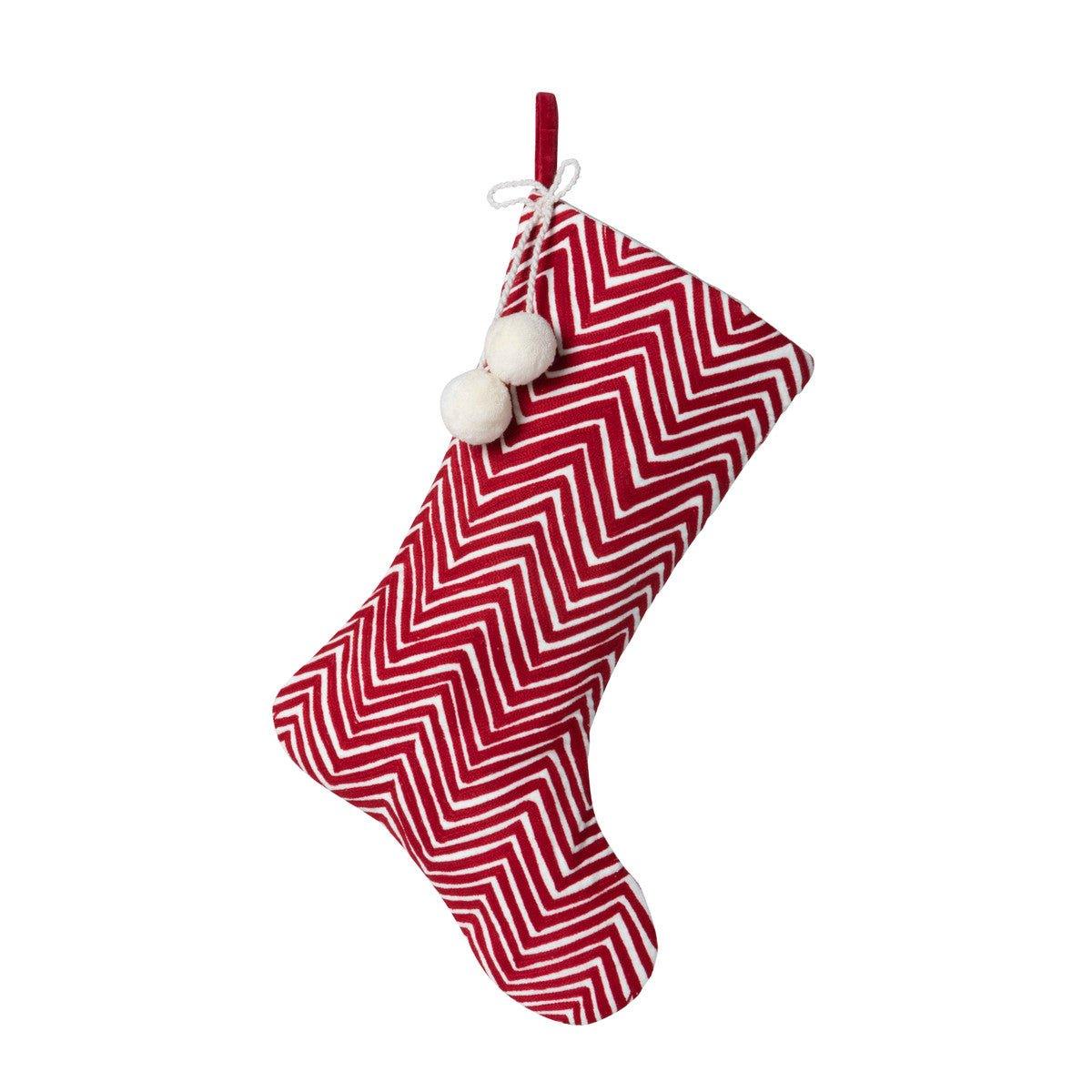 Chevron Embroidered Red Velvet Stocking | Your Western Decor