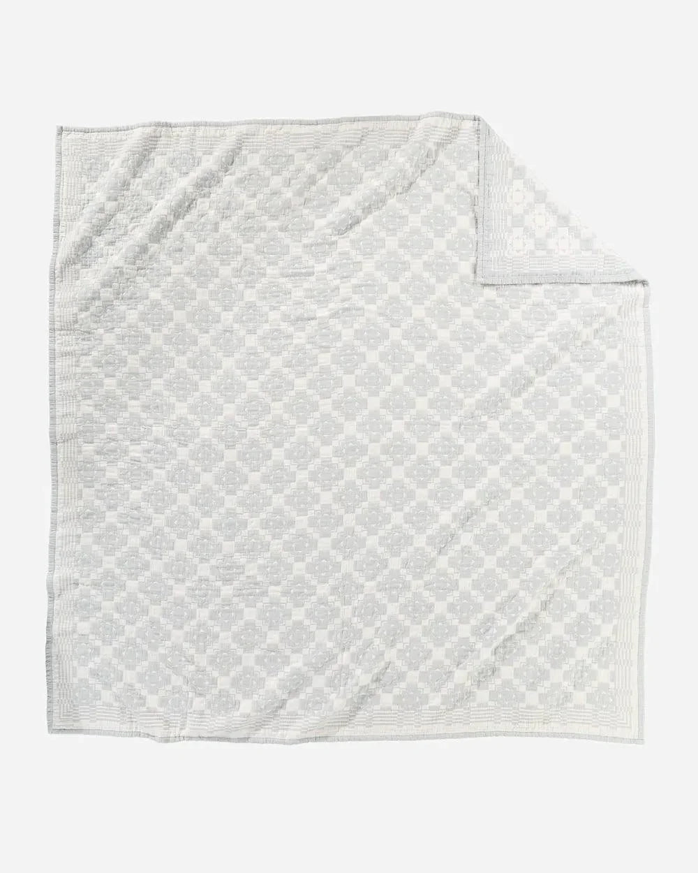 Chief Joseph Matelasse Quilt in light blue and white, front view