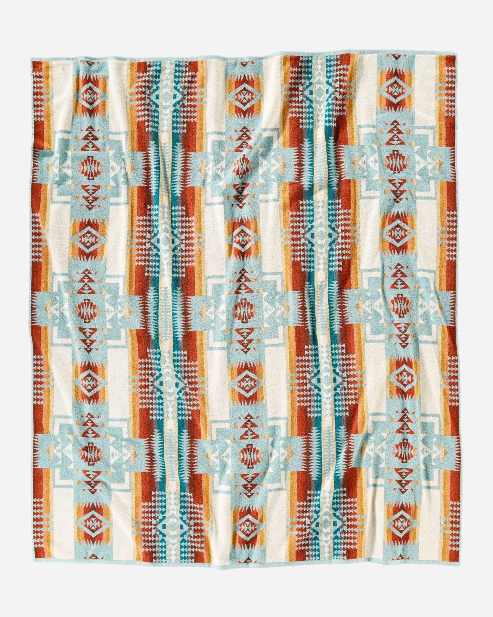 Extra large Pendleton Chief Joseph cotton terry beach blanket featuring the iconic Southwestern design.