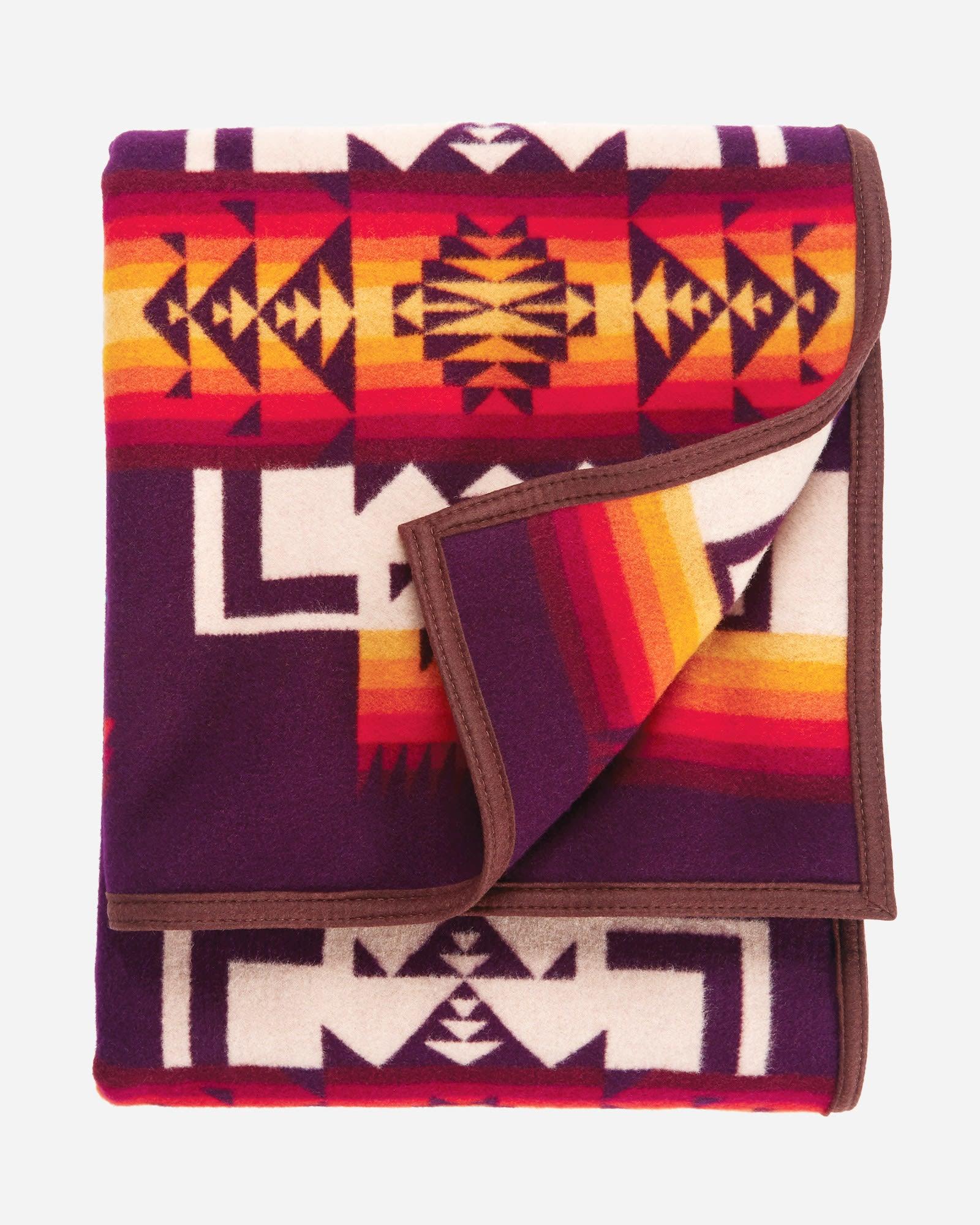 Chief Joseph Blanket maroon folded - Your Western Decor