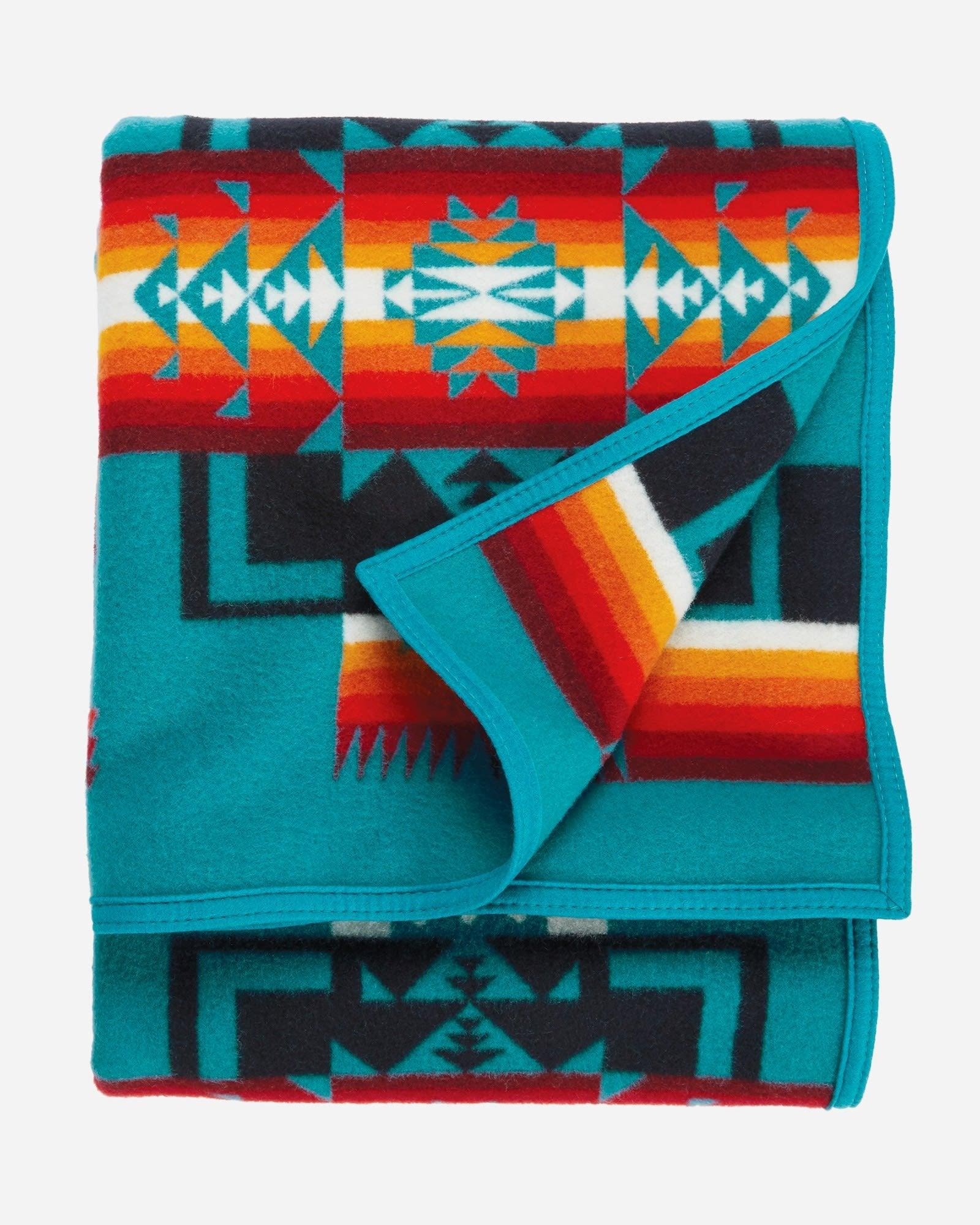 Chief Joseph Blanket turquoise folded - Your Western Decor