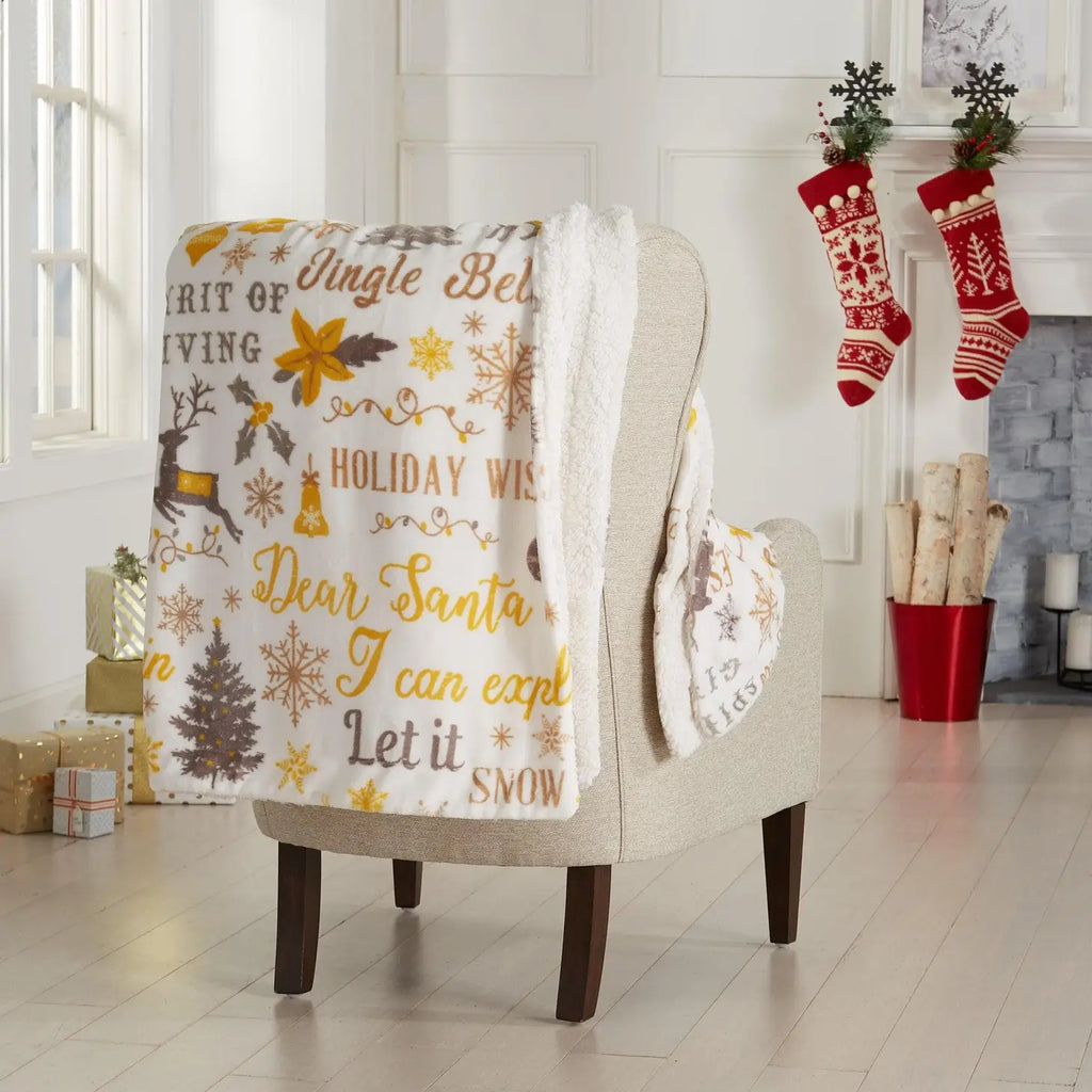 Christmas Carol Sherpa Throw Blanket - Your Western Decor