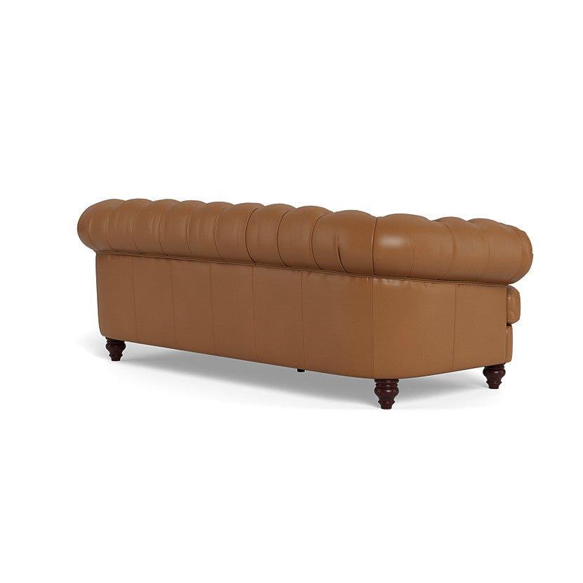 Clara Tufted Leather Sofa - Cognac Brown - Your Western Decor