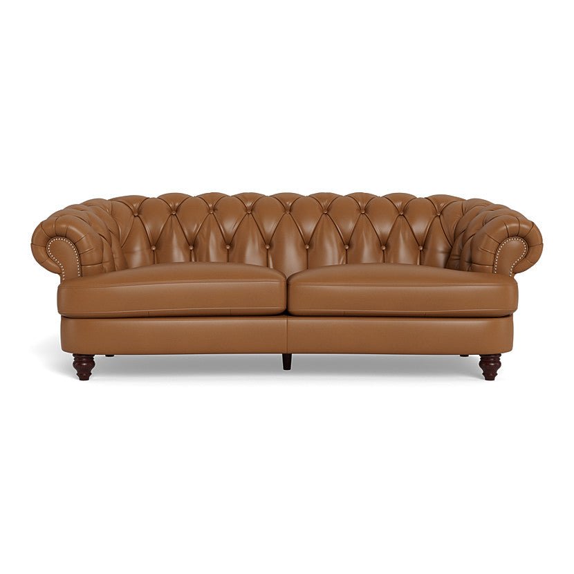 Clara Tufted Leather Sofa - Cognac Brown - Your Western Decor