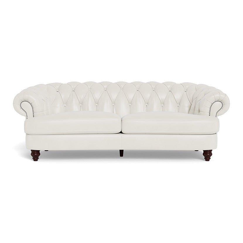  Clara Tufted Leather Sofa - Cream White - Your Western Decor