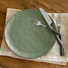 Clara Green Glazed Dinner Plate and Flatware - Your Western Decor