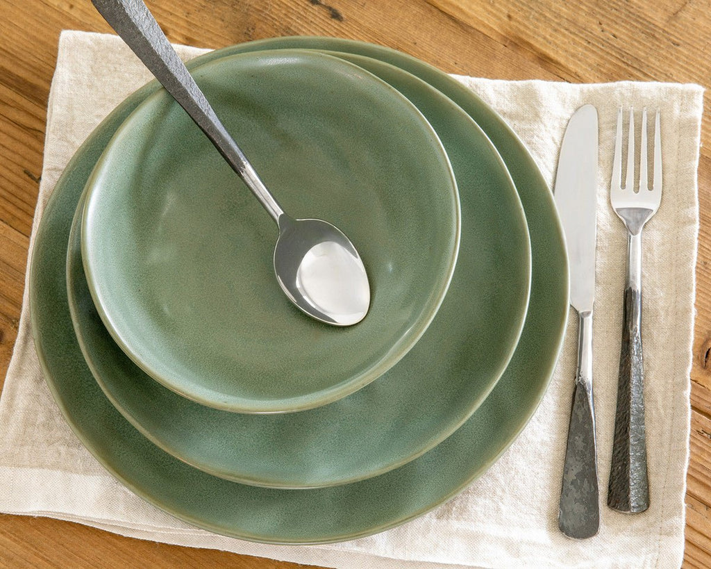 Clara Green Glazed Plates and Bowls with Flatware - Your Western Decor