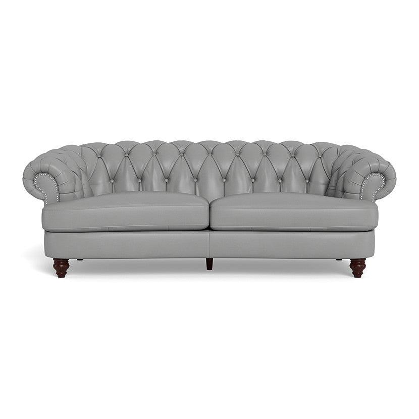 Clara Tufted Leather Sofa - Silver Grey - Your Western Decor