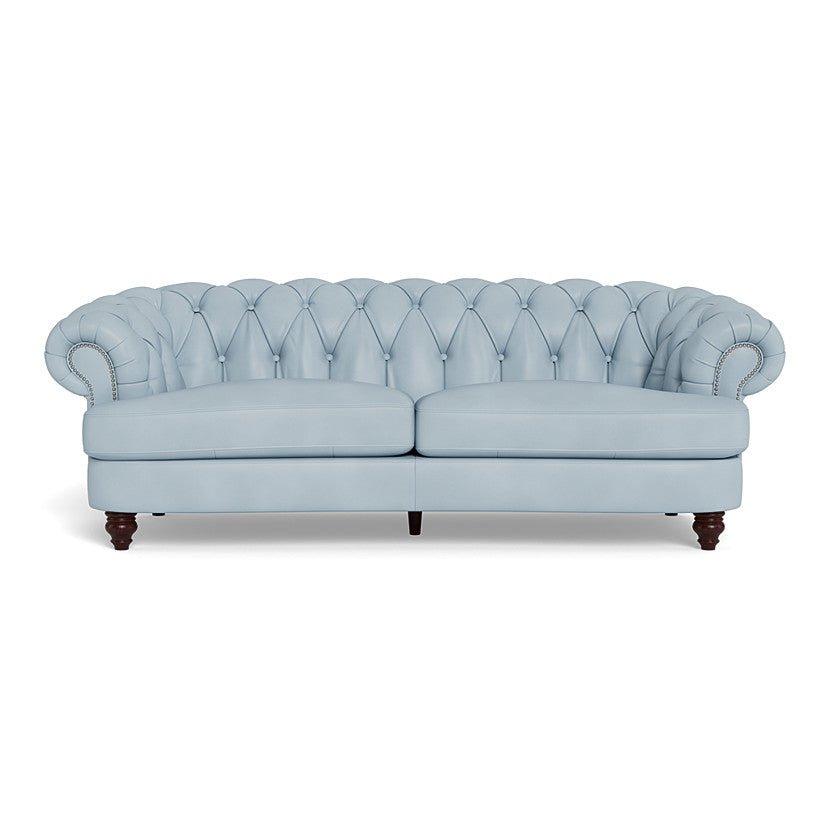 Clara Tufted Leather Sofa - Spa Blue - Your Western Decor