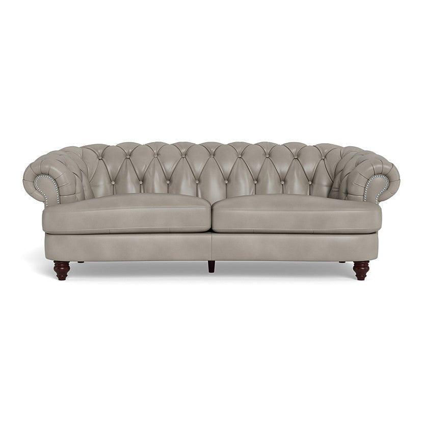 Clara Tufted Leather Sofa - Stone Grey - Your Western Decor