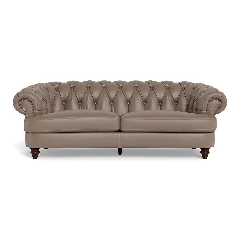 Clara Tufted Leather Sofa - Taupe Brown - Your Western Decor