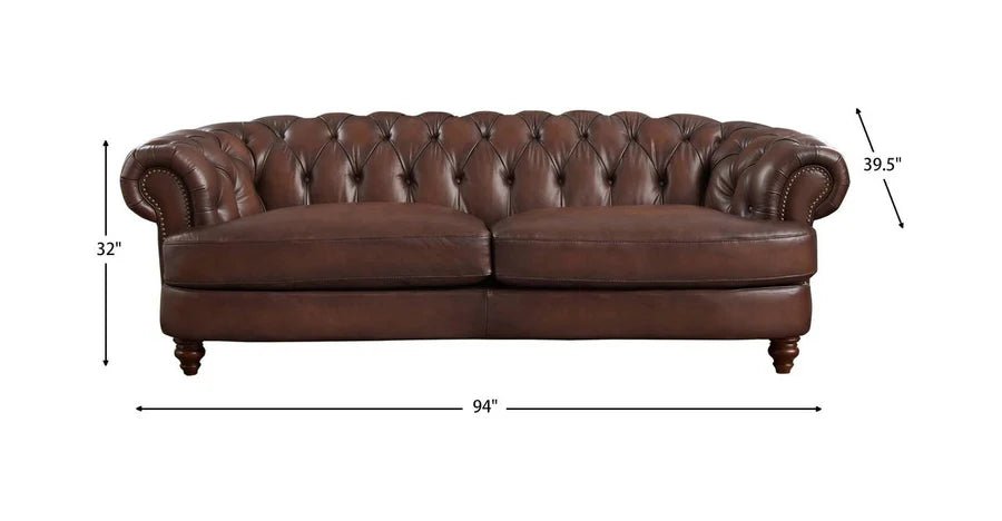 Clara Tufted Leather Sofa - Dimensions - Your Western Decor