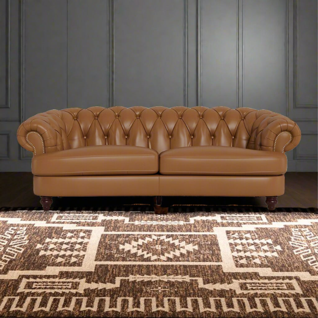 Clara Tufted Leather Sofa Cognac Brown IMG - Your Western Decor