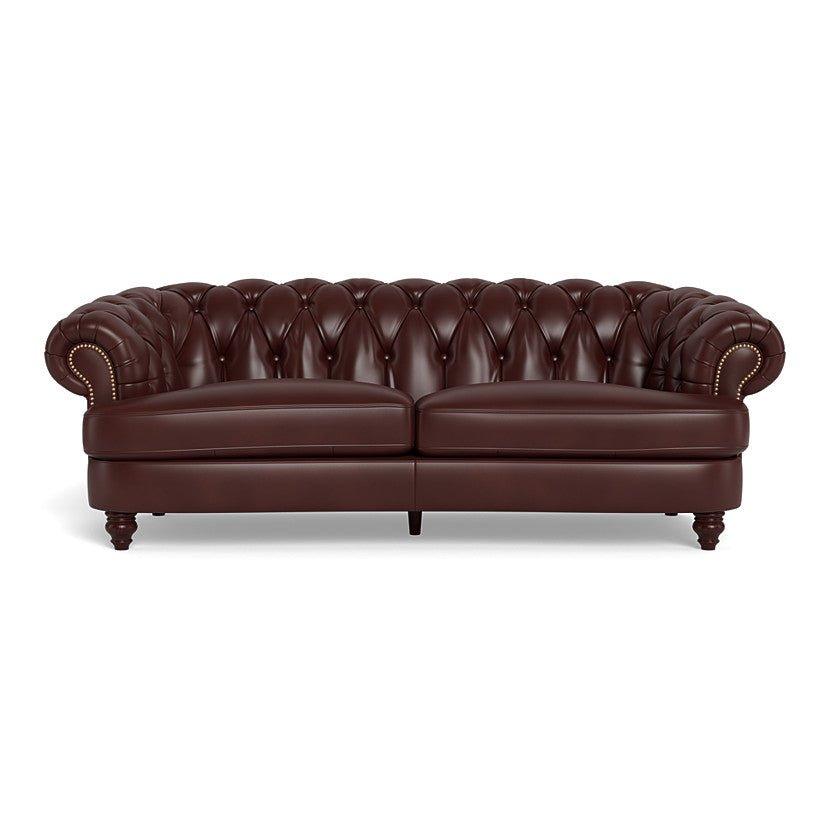 Clara Tufted Leather Sofa - Raisin Brown - Your Western Decor